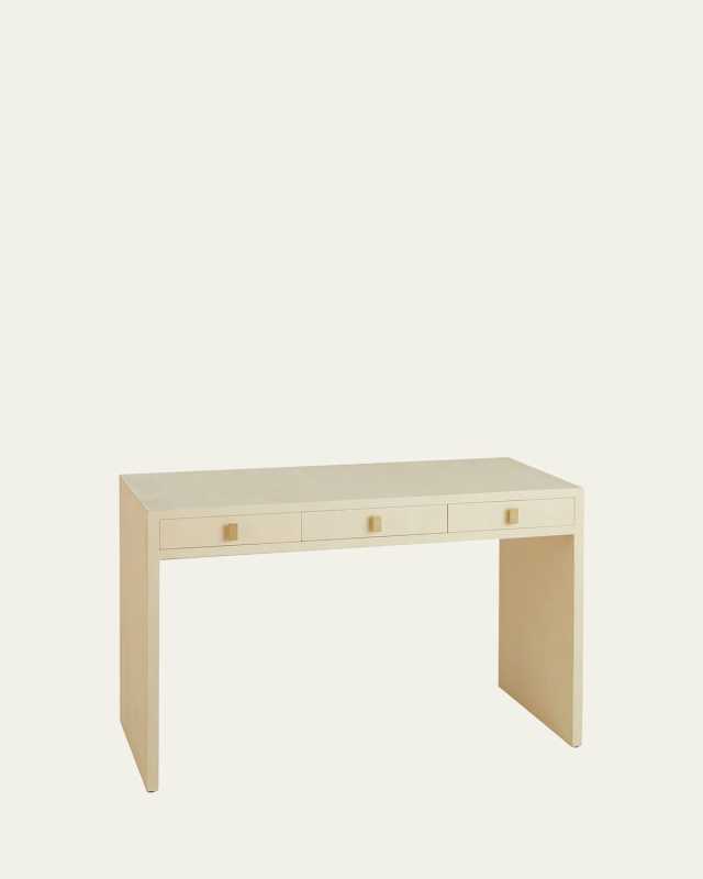 Faux Shagreen Vanity Table and Stool